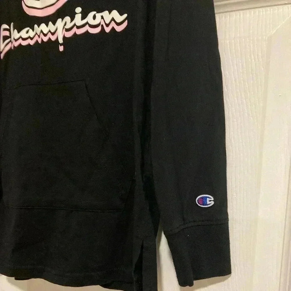 Champion Hooded Pullover Lightweight Black Sweatshirt Size Medium - Picture 4 of 4
